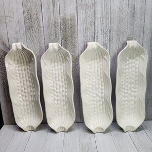 Vtg Sorrento Houseware Signature Corn on the Cob Dishes Tray Stoneware Set of 4